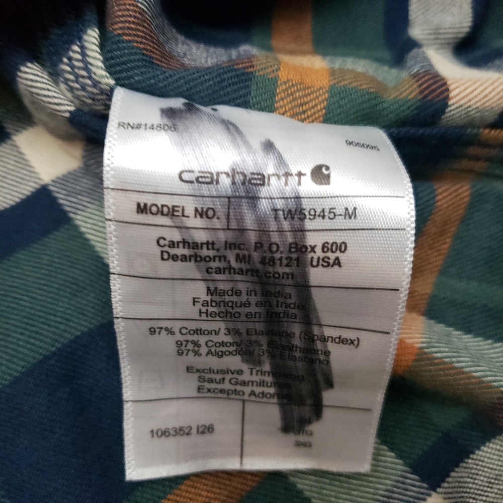 Carhartt Shirt Mens 3XL Green Flanel Relaxed Fit Long Sleeve Button-Up NWT Plaid - Picture 6 of 10